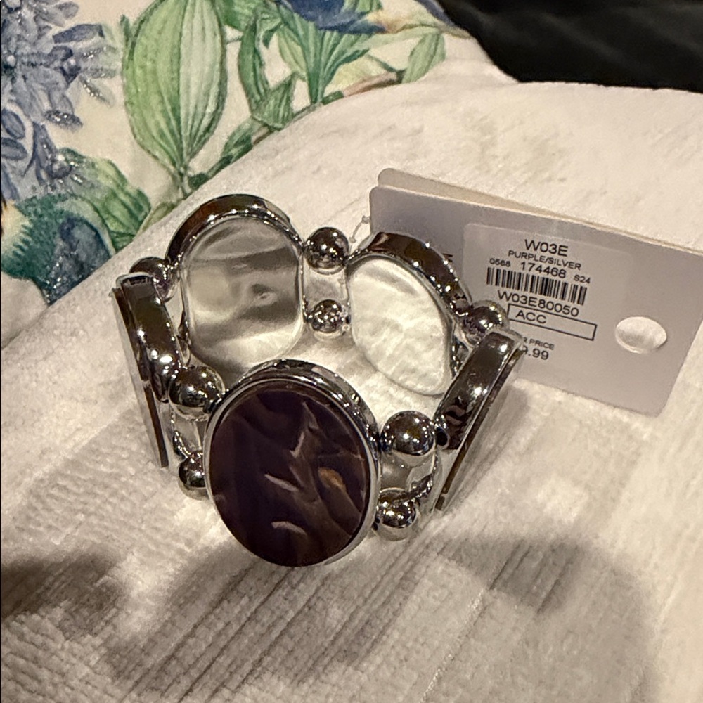Fashion Silver Bracelet with Brown Stone